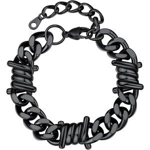 Heavy Cuban Chain Bracelet 7/9mm Barbed Wire Punk Gothic Stainless for Men Women